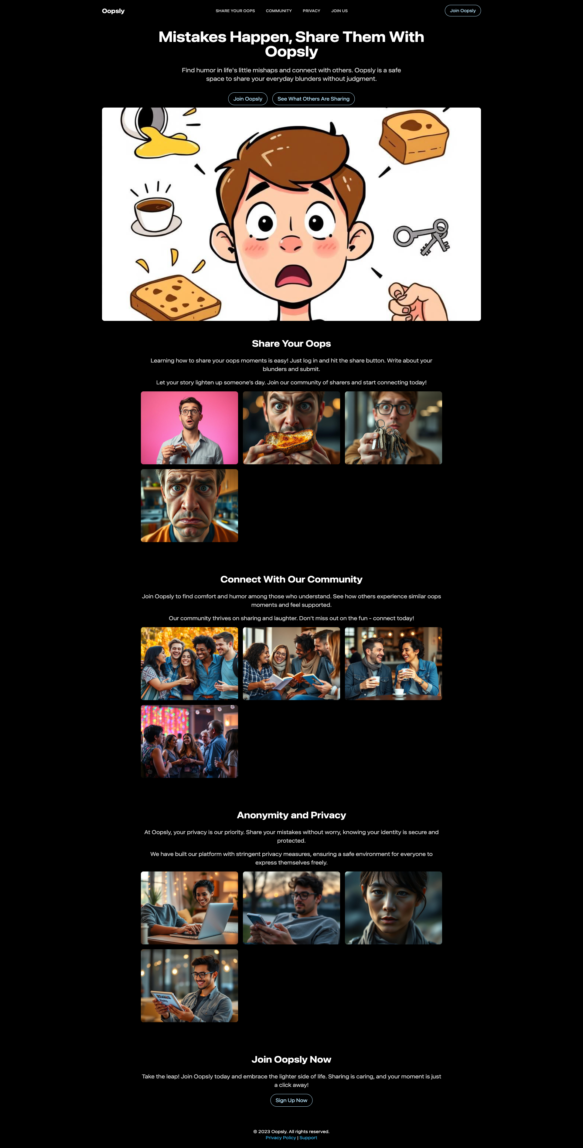 Oopsly - Share Your Everyday Mistakes Anonymously