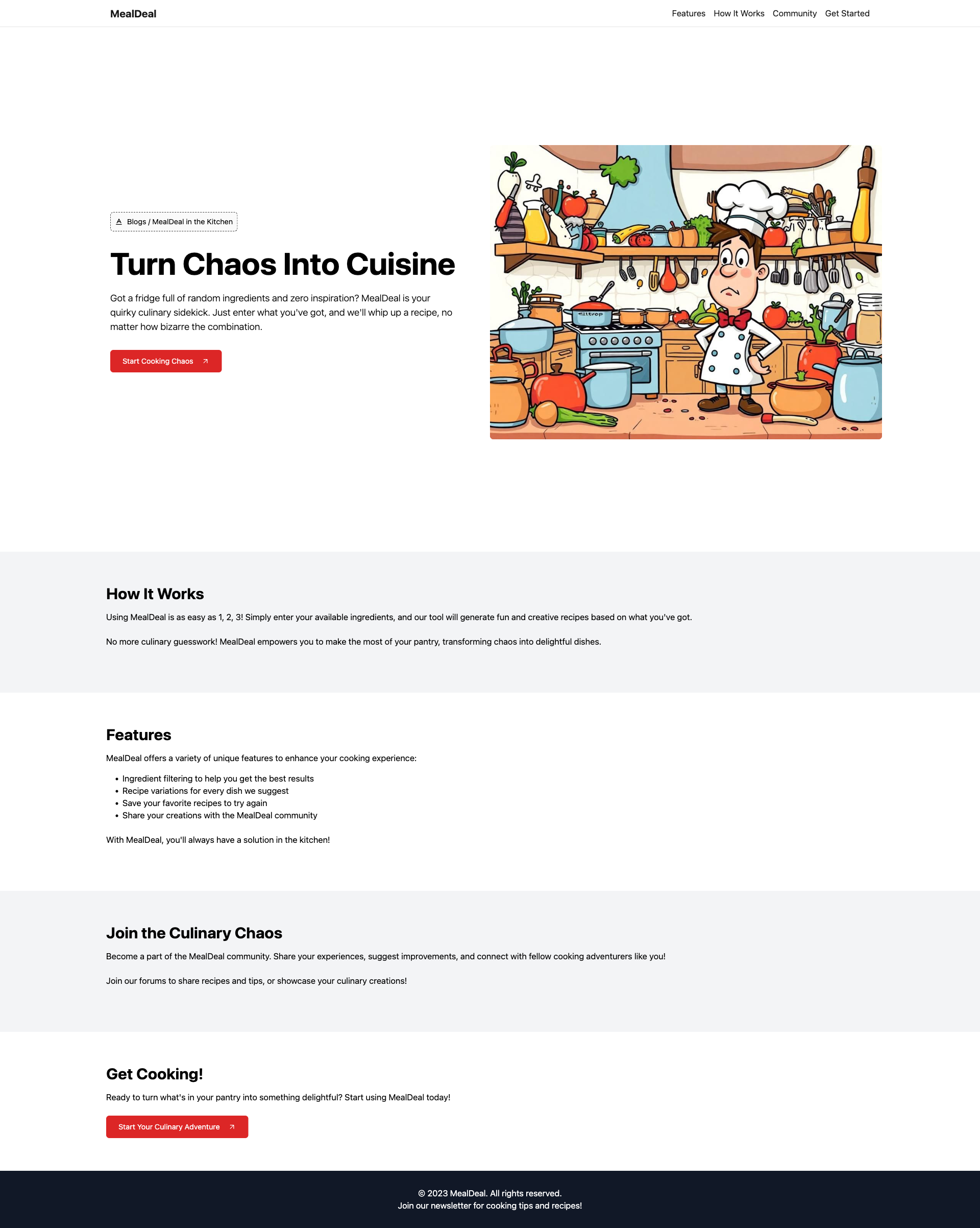 MealDeal: Turn Random Pantry Ingredients Into (Hopefully) Edible Meals