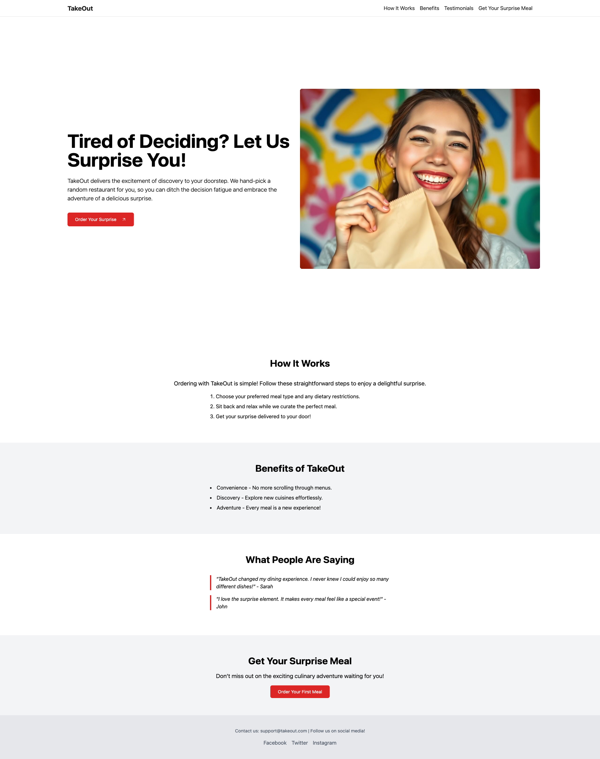 TakeOut: Food Delivery with a Twist