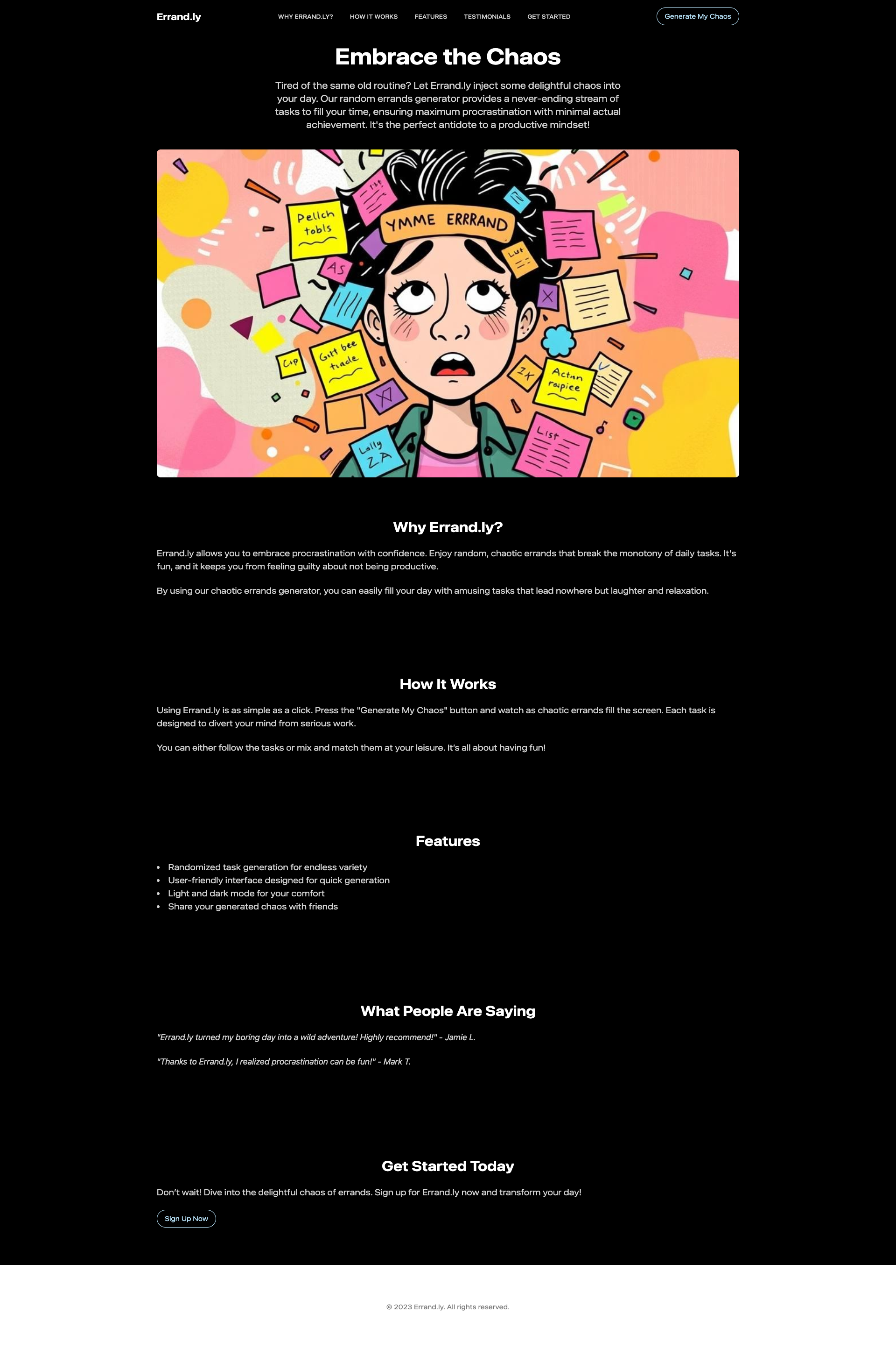 Errand.ly - The Chaotic Errands Generator