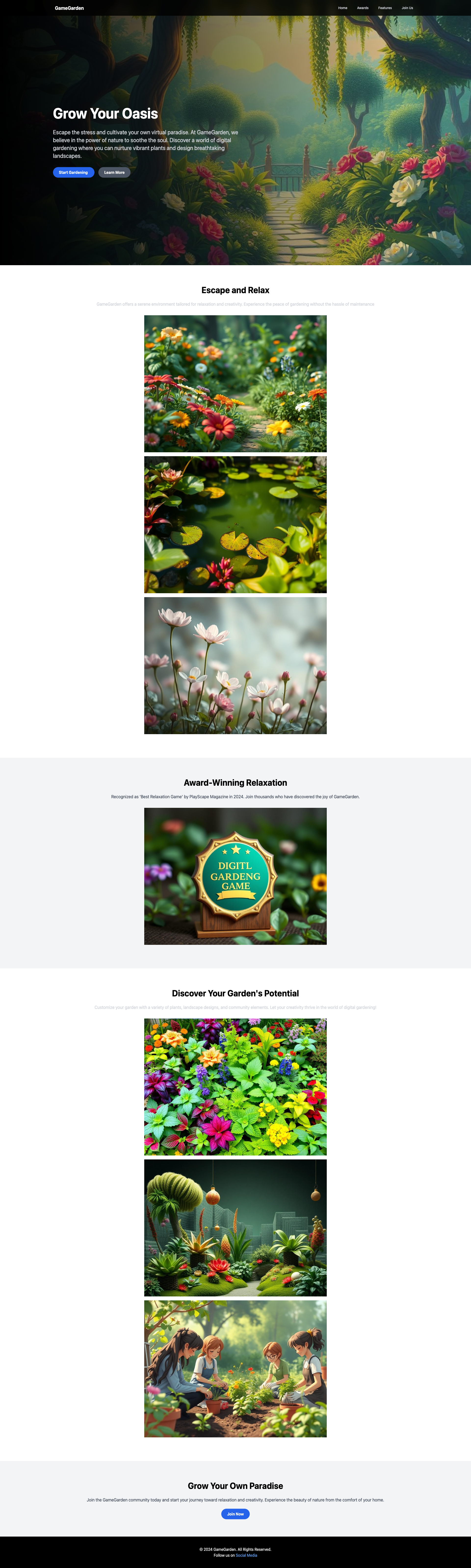 GameGarden: Escape into a World of Tranquil Gardening