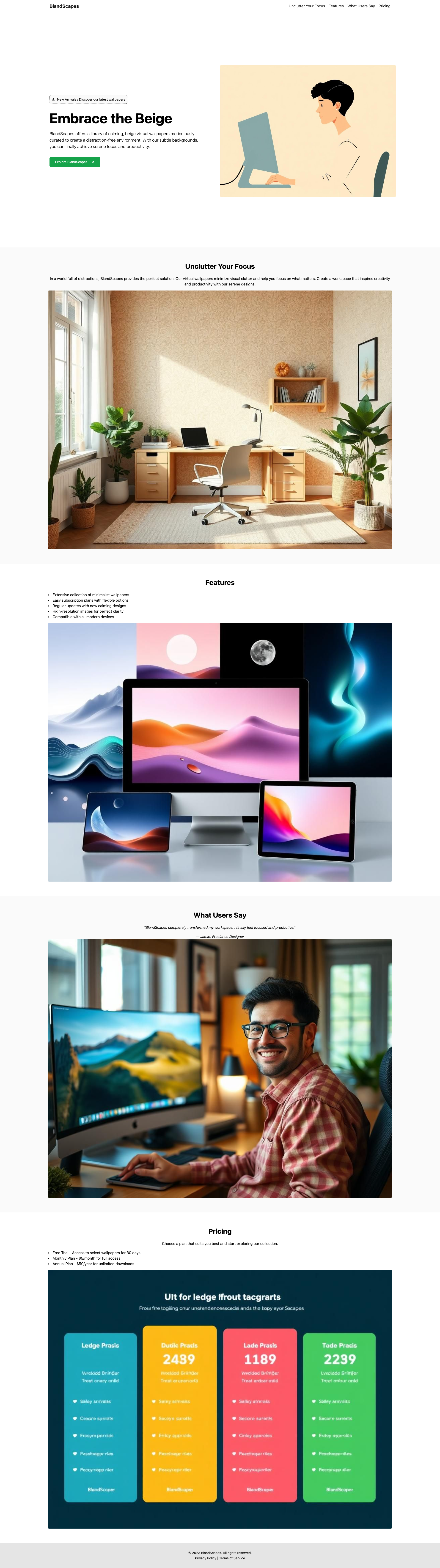 BlandScapes - Your Gateway to Uncluttered Focus