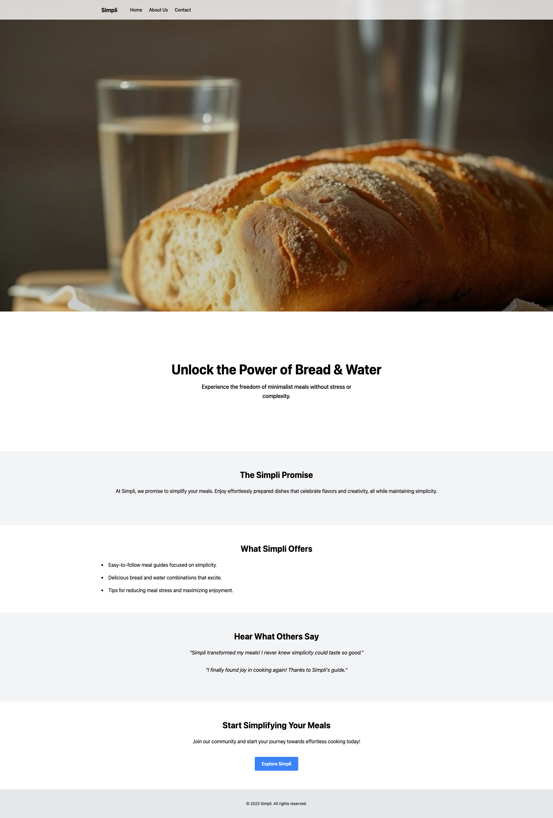 Simpli: Bread & Water Meals for the Uninspired